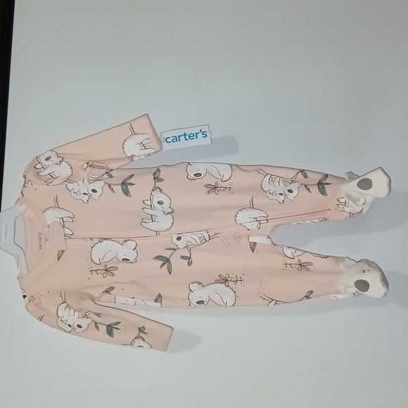 Carter's Other - Carters Sleep Play zip up peach koalas bear printdesign onesie Size 6 Months NWT